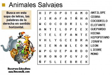 Sopas de letras de animales